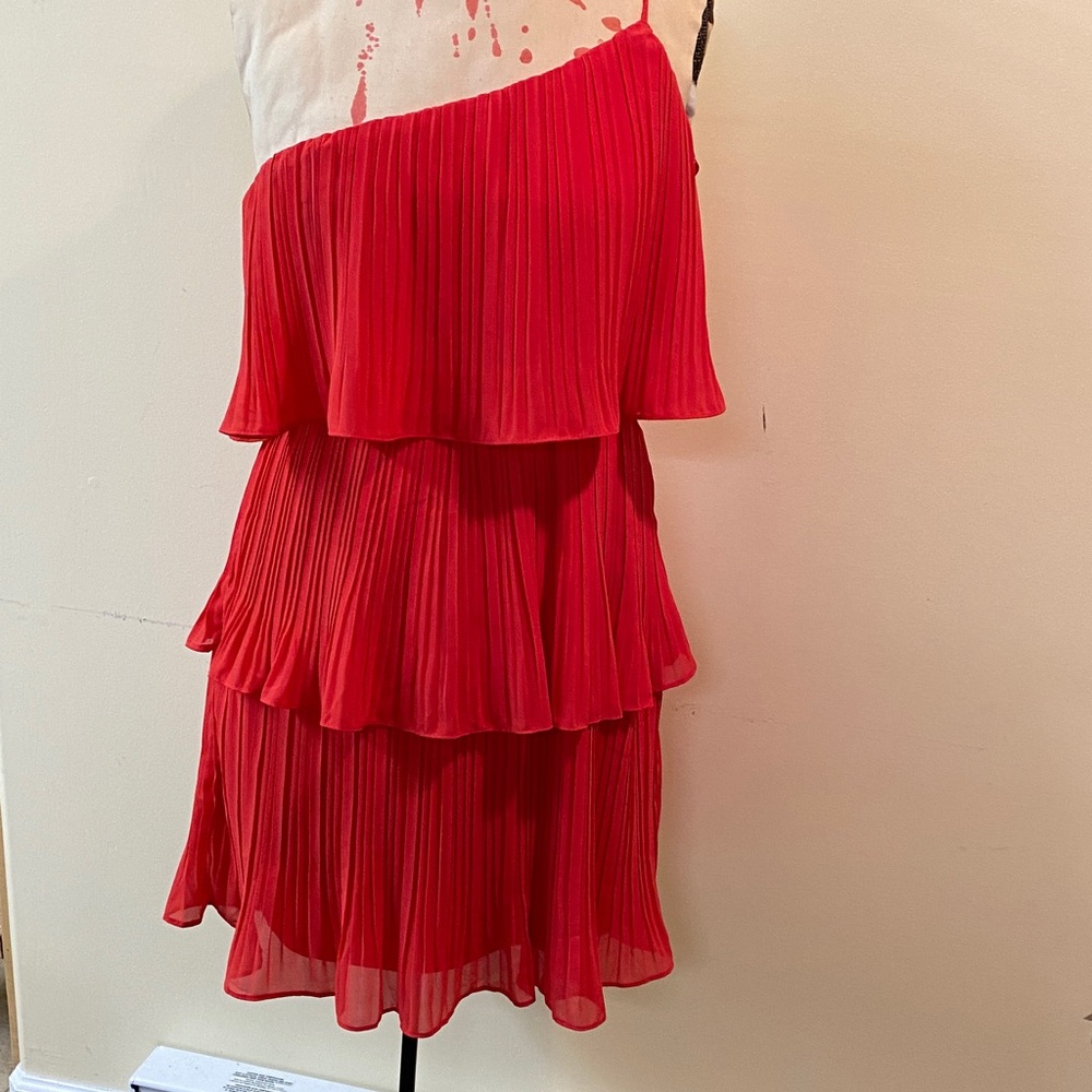 Chic Red Layered Pleated Dress